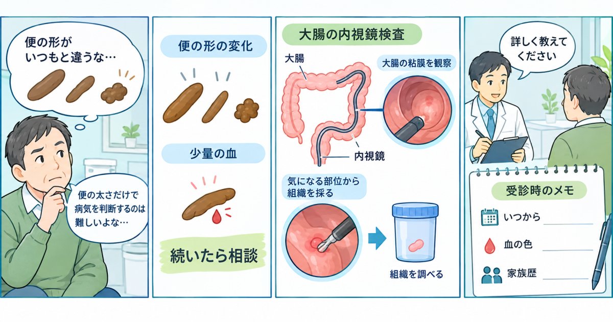50代で便が細い状態が続き血便も？大腸がんの可能性と受診の目安